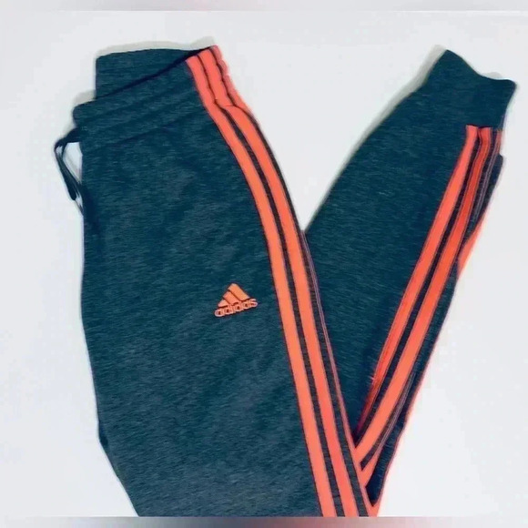 Adidas Women’s 3 Stripe Cotton Fleece Sweatpants Jogger, Size XS, Gray w/ Mango - Picture 8 of 16